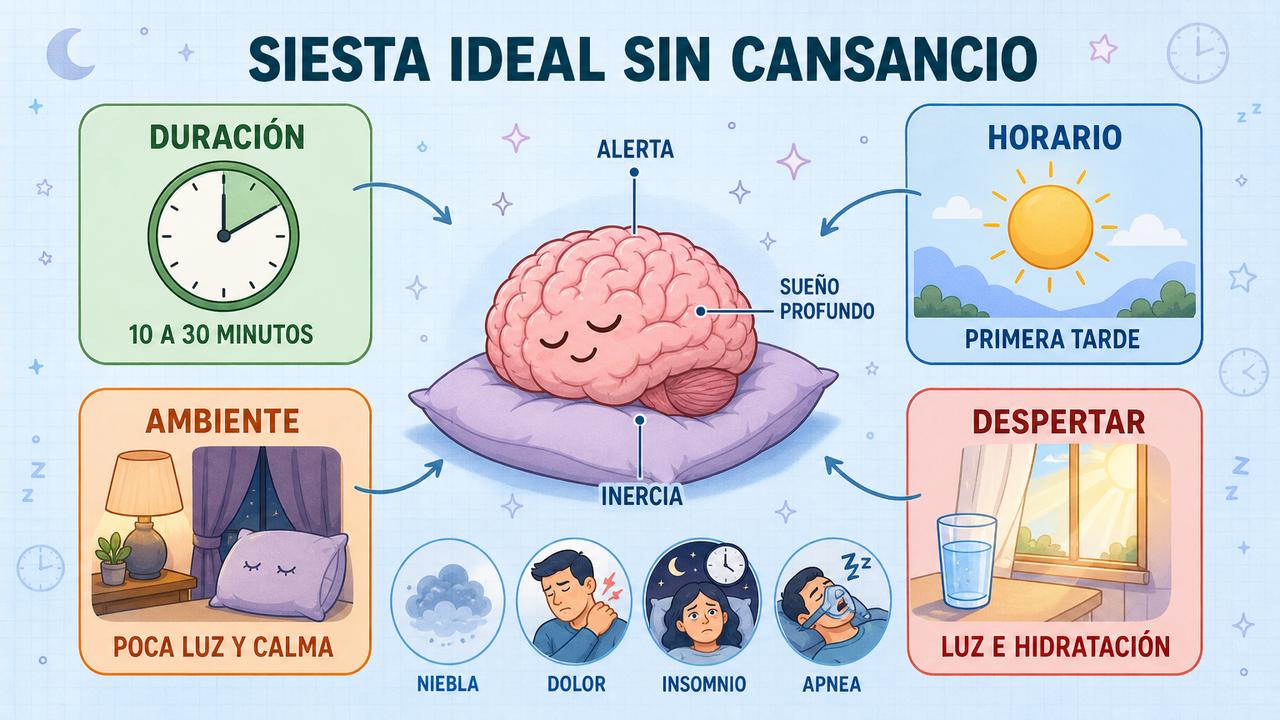 Duración, horario, ambiente y despertar marcan una siesta realmente reparadora.