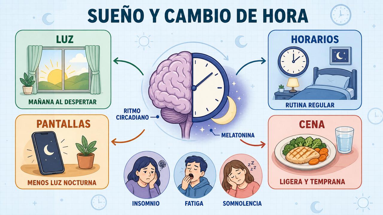 Luz matinal, horarios, menos pantallas y cenas ligeras favorecen la adaptación.