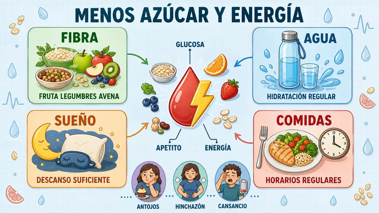 Fibra, agua, sueño y comidas regulares favorecen una mejor adaptación.