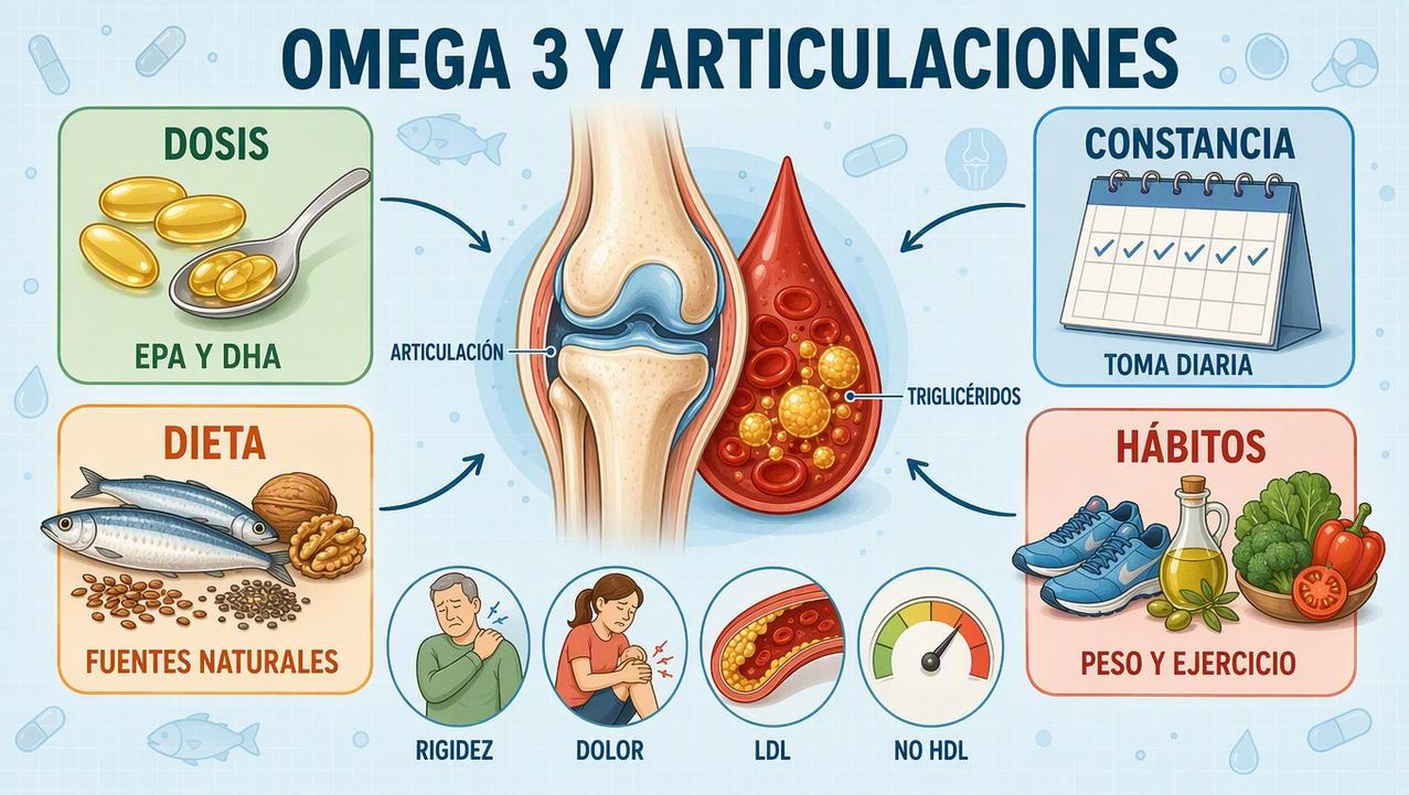 Dosis, constancia, dieta y hábitos influyen en el efecto del omega 3.