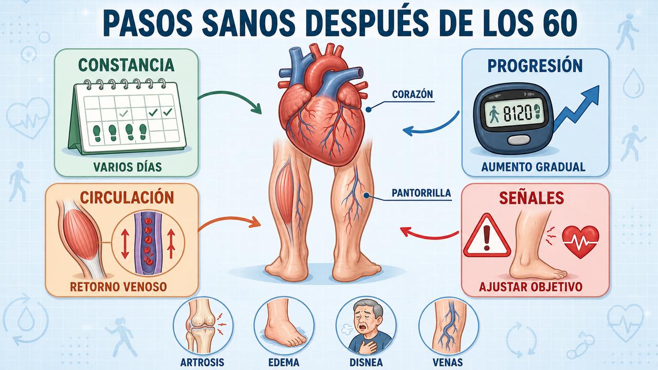 Constancia, progresión, circulación y señales para ajustar los pasos diarios.