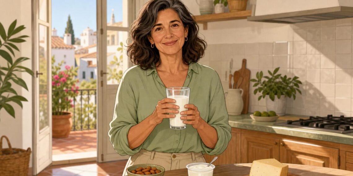 Un vaso de leche puede encajar en una pauta ósea equilibrada después de los 50.