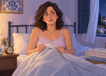 El sudor nocturno frecuente puede aparecer incluso en un dormitorio fresco.