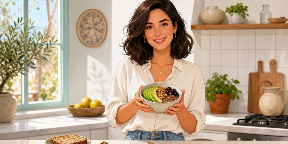 Aguacate, aceitunas, lino y frutos secos aportan grasas saludables cada día.