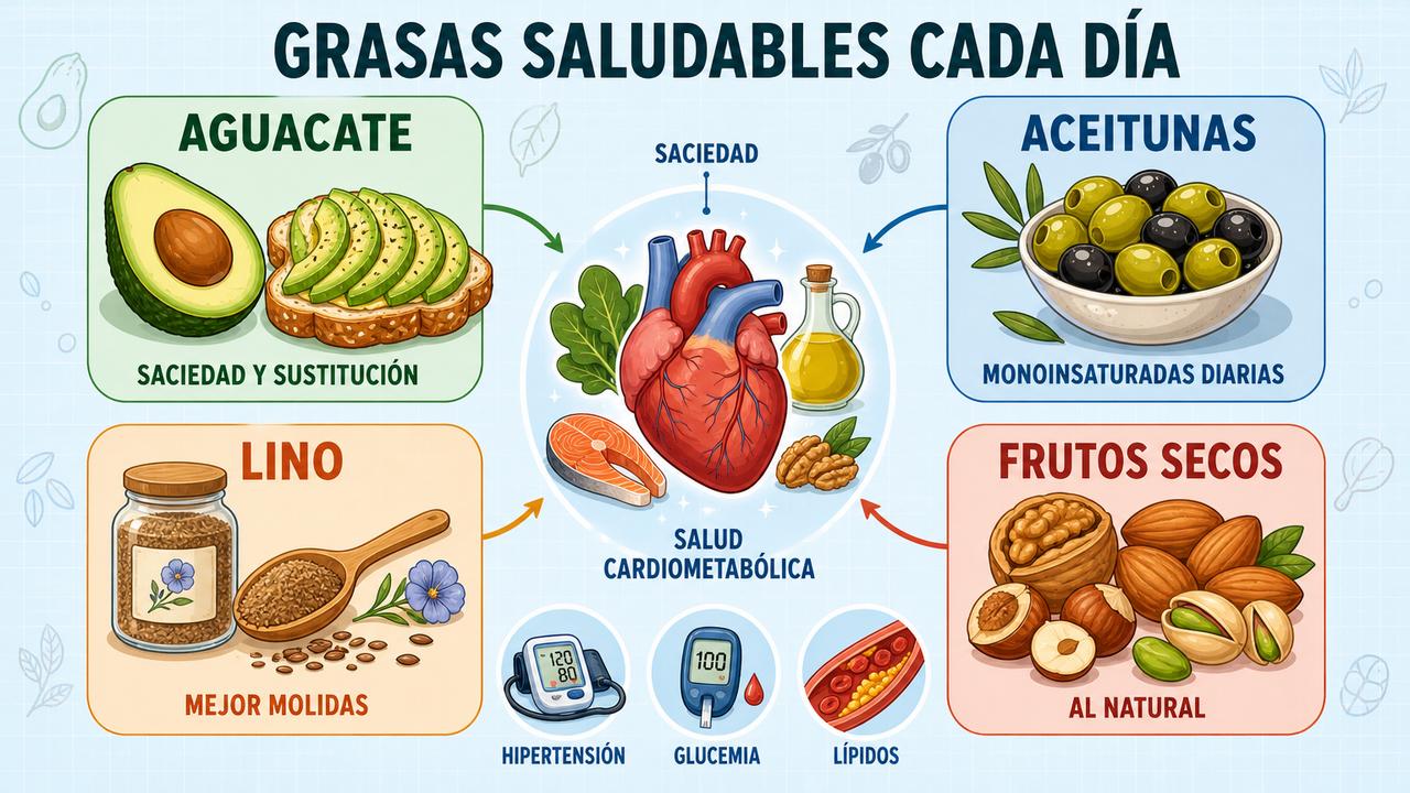 Los cuatro alimentos clave para sumar grasas saludables sin desequilibrar la dieta.