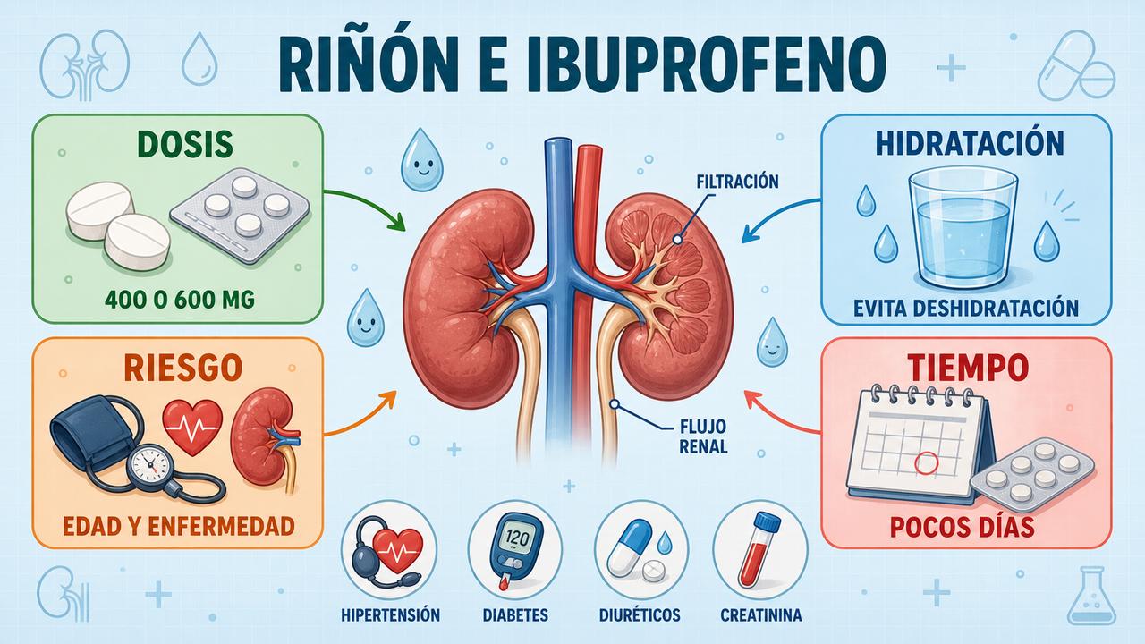 Dosis, hidratación, riesgo previo y tiempo de uso condicionan el peaje renal.