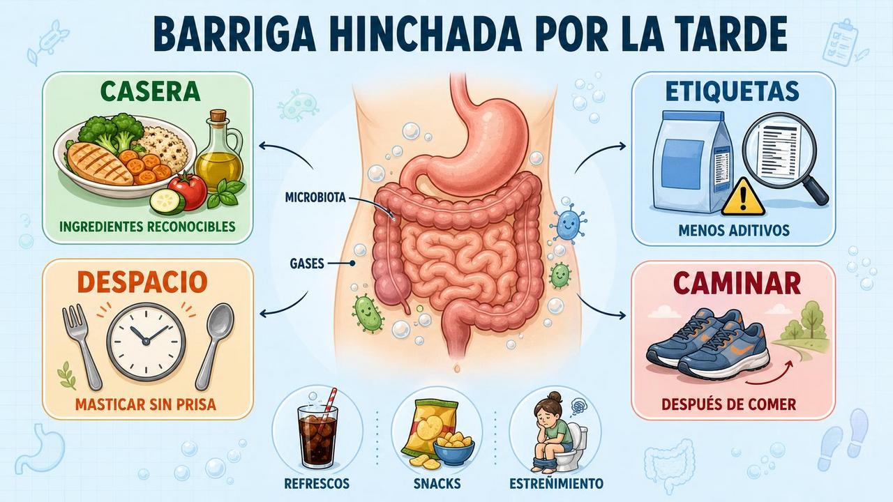 Comida casera, menos aditivos, comer despacio y caminar ayudan a reducirla.