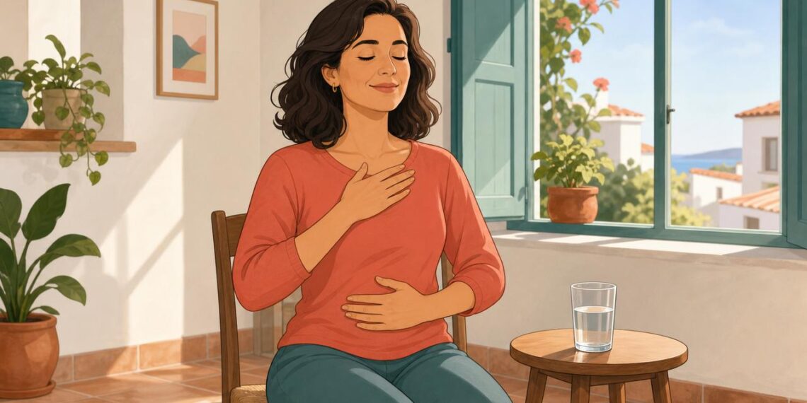 La respiración lenta ayuda a calmar la ansiedad y estabilizar la tensión.