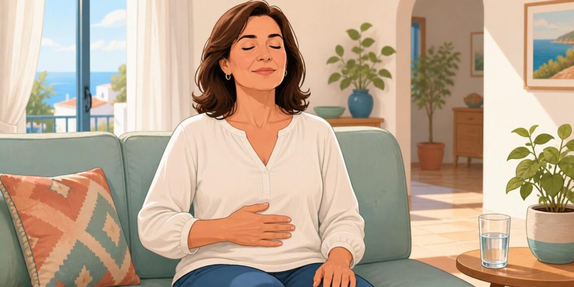 La respiración lenta en casa ayuda a relajar el cuerpo y la tensión.