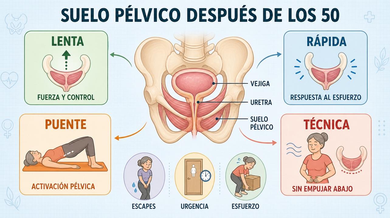 Contracción lenta, rápida, puente y buena técnica para mejorar la continencia.