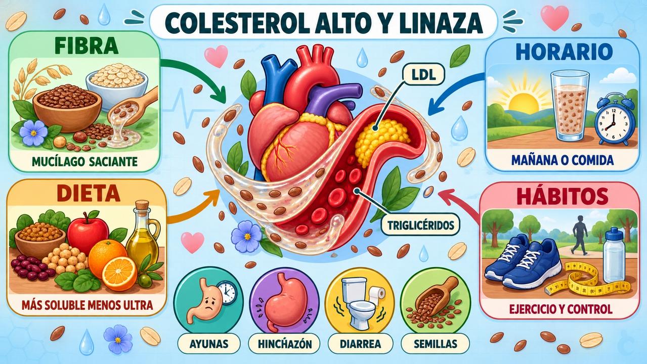 Fibra, horario, dieta y hábitos refuerzan el uso útil del agua de linaza.