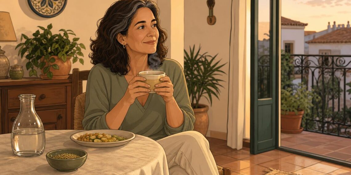 El té de hinojo puede aliviar la hinchazón digestiva en la menopausia.