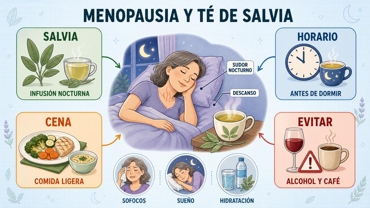 Salvia, horario, cena ligera y evitar alcohol o café ayudan al descanso.