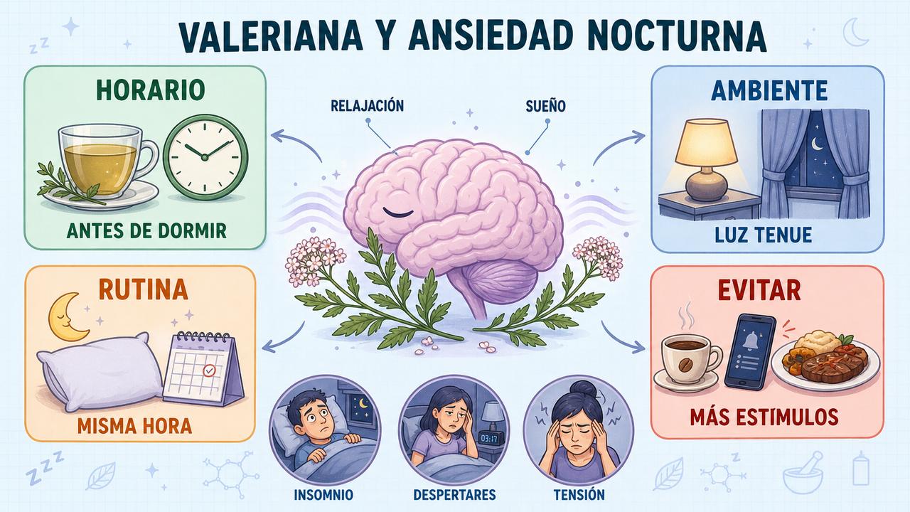 Horario, ambiente, rutina y estímulos marcan el uso nocturno de valeriana.