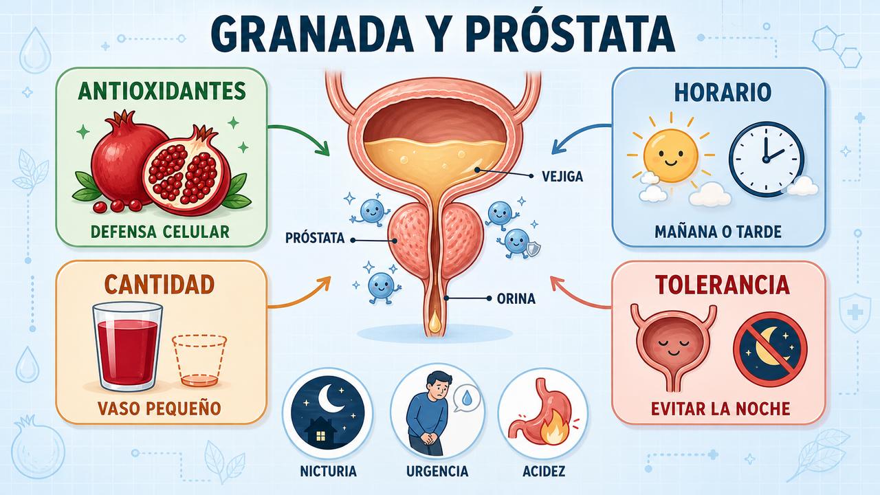 Antioxidantes, horario, cantidad y tolerancia guían su uso con próstata inflamada.