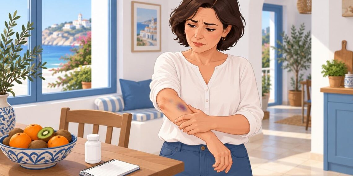 Los moretones repetidos pueden relacionarse con vitamina C baja o medicación.