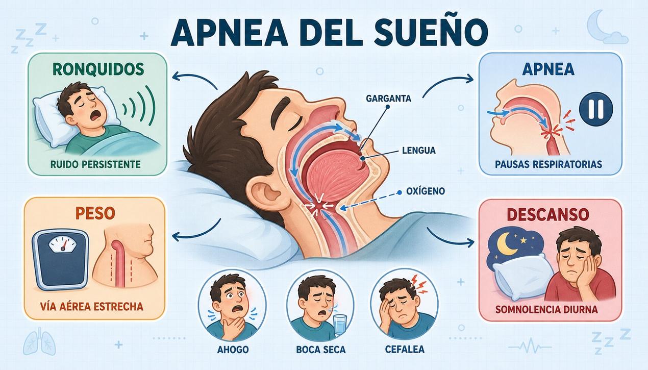 Ronquidos, apnea, peso y descanso resumen las claves del problema.