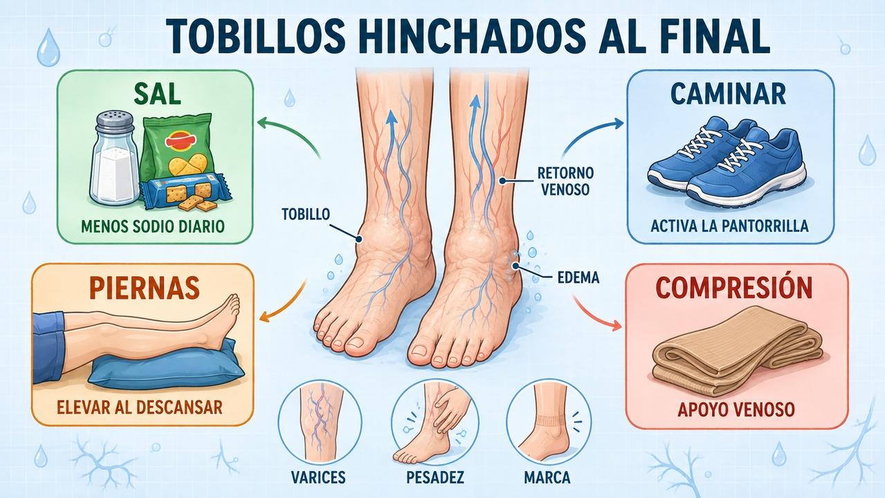 Cuatro medidas útiles frente al edema vespertino y la pesadez de piernas.