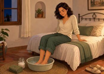 El baño de pies nocturno puede aliviar cansancio y favorecer la relajación.