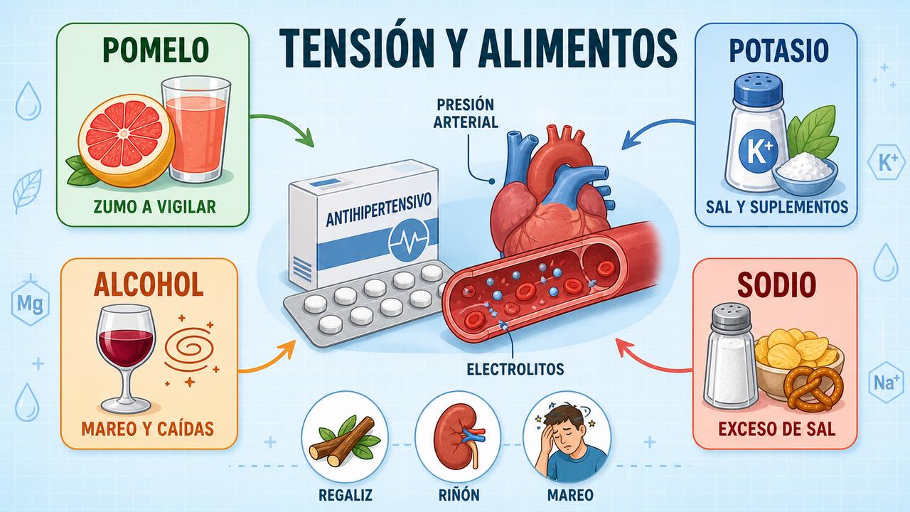Pomelo, potasio, alcohol y sodio son pilares clave para evitar interacciones.