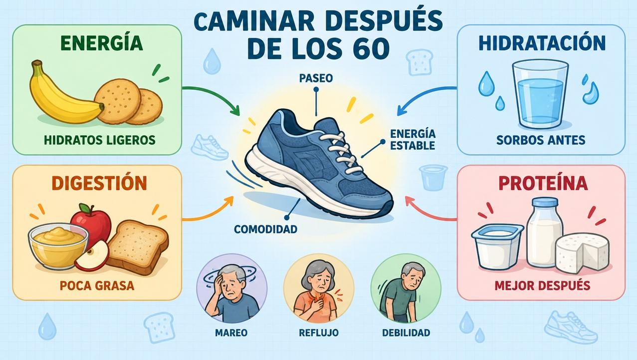 Hidratación, digestión, energía y proteína organizan mejor el paseo diario.