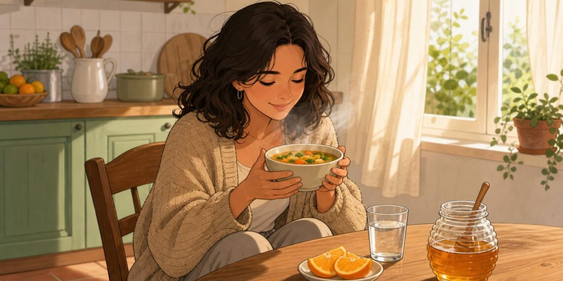 Sopas, agua y alimentos suaves ayudan a sobrellevar mejor el resfriado.