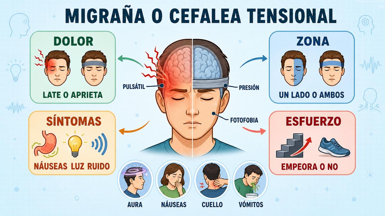 Tipo de dolor, zona, síntomas y esfuerzo ayudan a diferenciarlas.