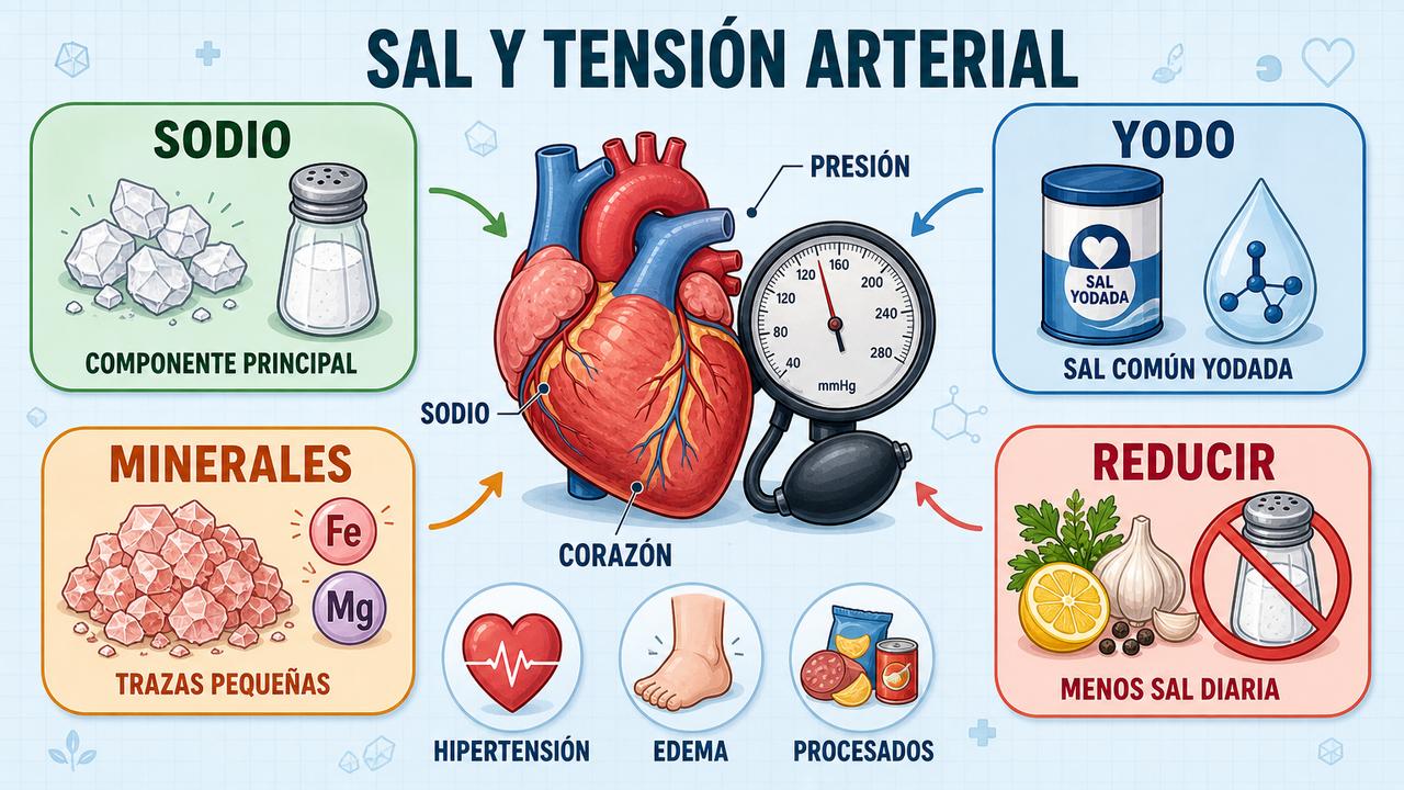 Sodio, yodo, minerales y reducción diaria marcan la elección más saludable.