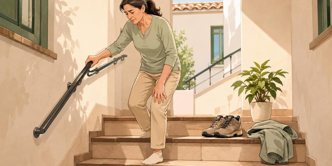 Subir escaleras aumenta la carga sobre la rodilla más que caminar en llano.