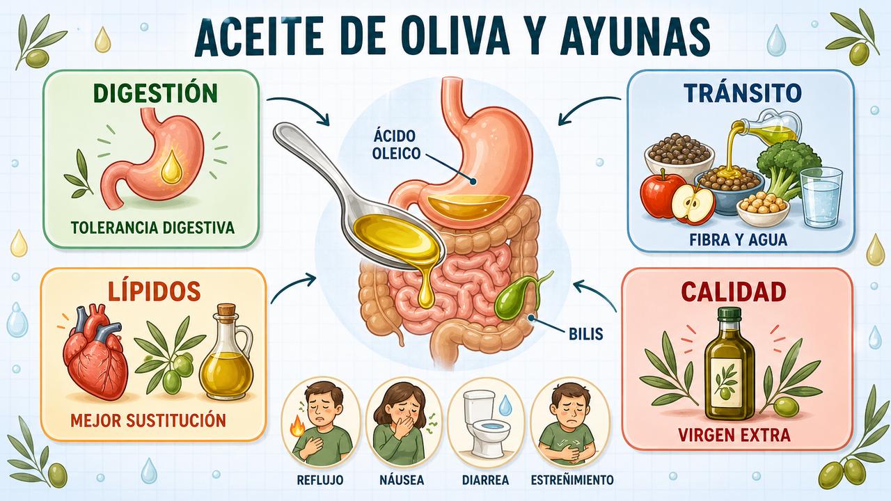 Digestión, tránsito, perfil lipídico y calidad del aceite marcan sus efectos.