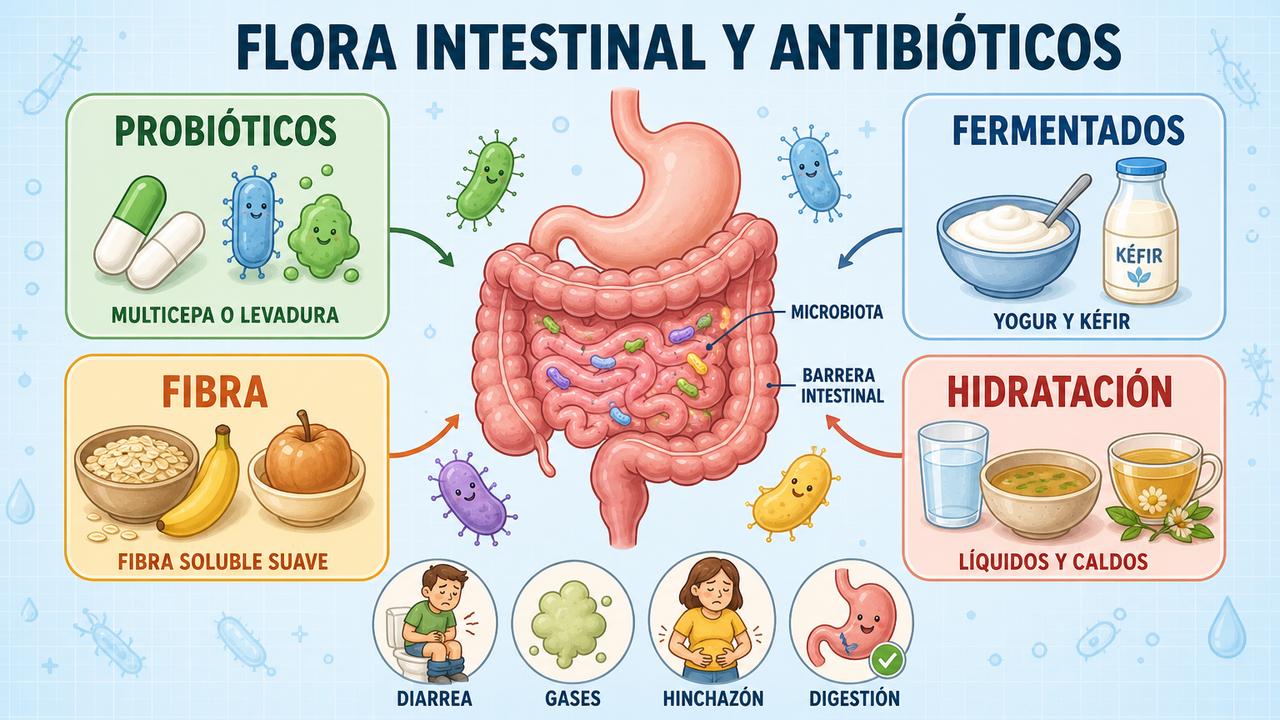 Probióticos, fermentados, fibra soluble e hidratación ayudan a cuidar la microbiota.