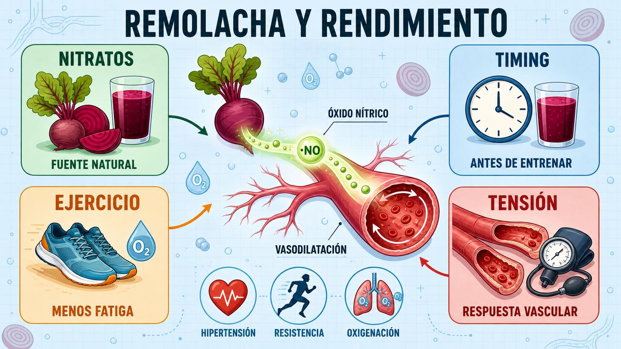 Nitratos, timing, ejercicio y tensión explican la respuesta fisiológica de la remolacha.