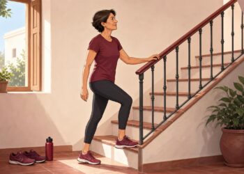 Subir escaleras a diario activa el corazón y fortalece las piernas.