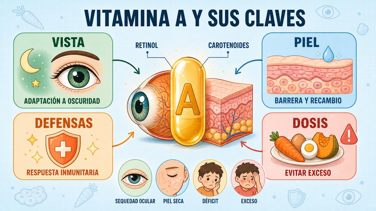 Vista, piel, defensas y dosis adecuada resumen las claves de la vitamina A.