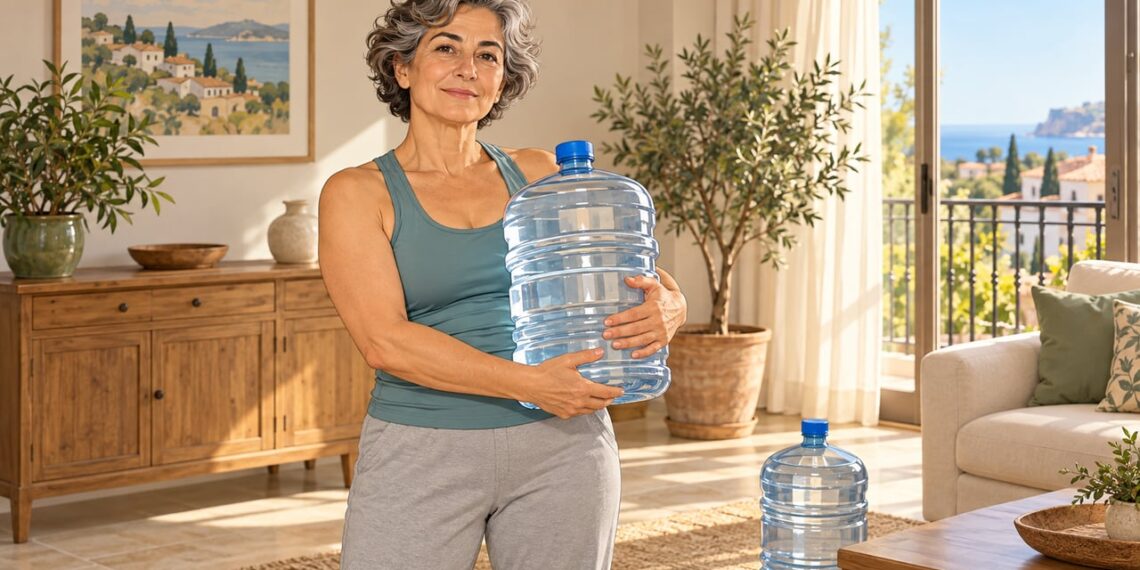 Con un par de garrafas de agua se puede entrenar la fuerza y cuidar los huesos en casa.