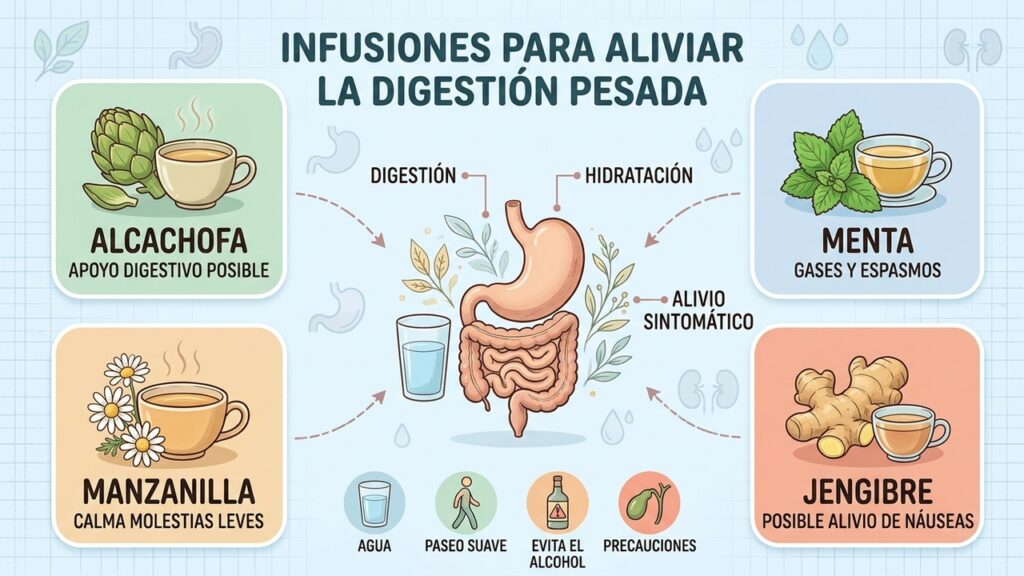 Bebidas naturales para aliviar la pesadez después de comer