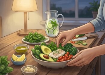 Una cena ligera con pescado y verduras puede formar parte del cuidado diario del hígado.