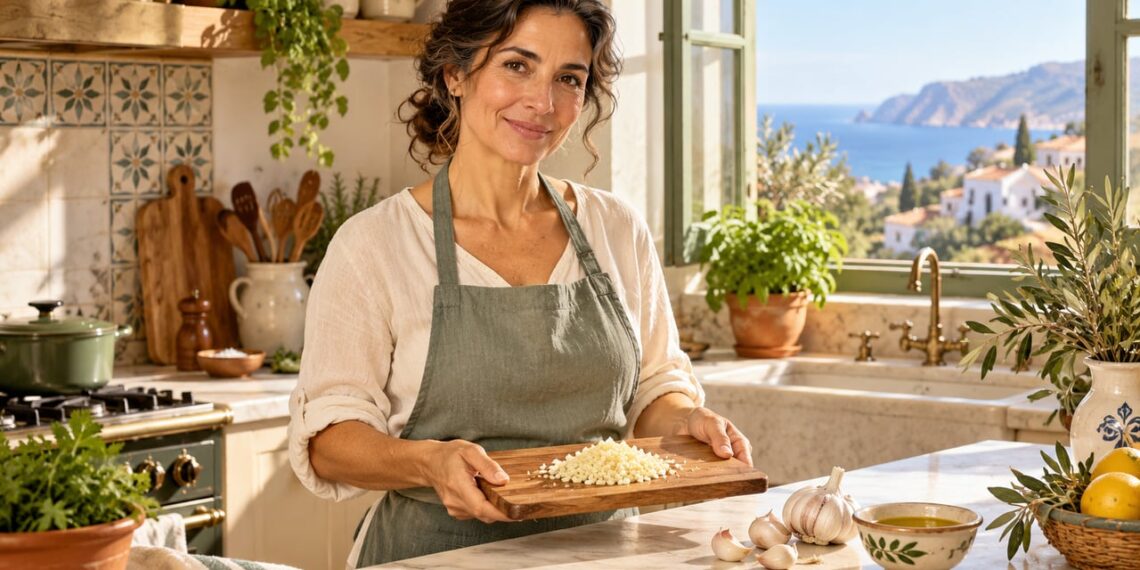 Picar el ajo y dejarlo reposar permite que se forme la alicina antes de cocinarlo.