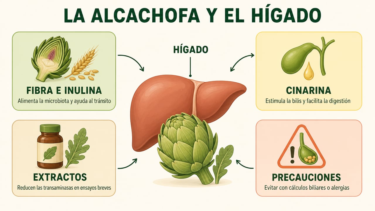 Fibra, cinarina, extractos y precauciones: las claves para entender qué aporta la alcachofa al hígado.