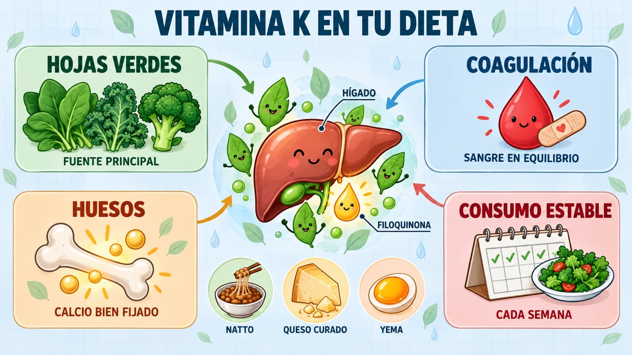 Verduras de hoja verde, coagulación, huesos y consumo estable: los cuatro pilares para entender la vitamina K.