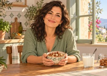 Almendras y avellanas en un desayuno mediterráneo, dos frutos secos saludables que conviene tomar con medida.