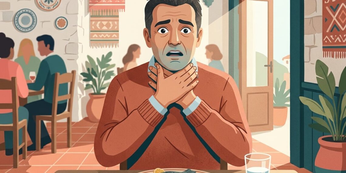 Quien se atraganta por completo no puede hablar ni toser y se lleva las manos al cuello.