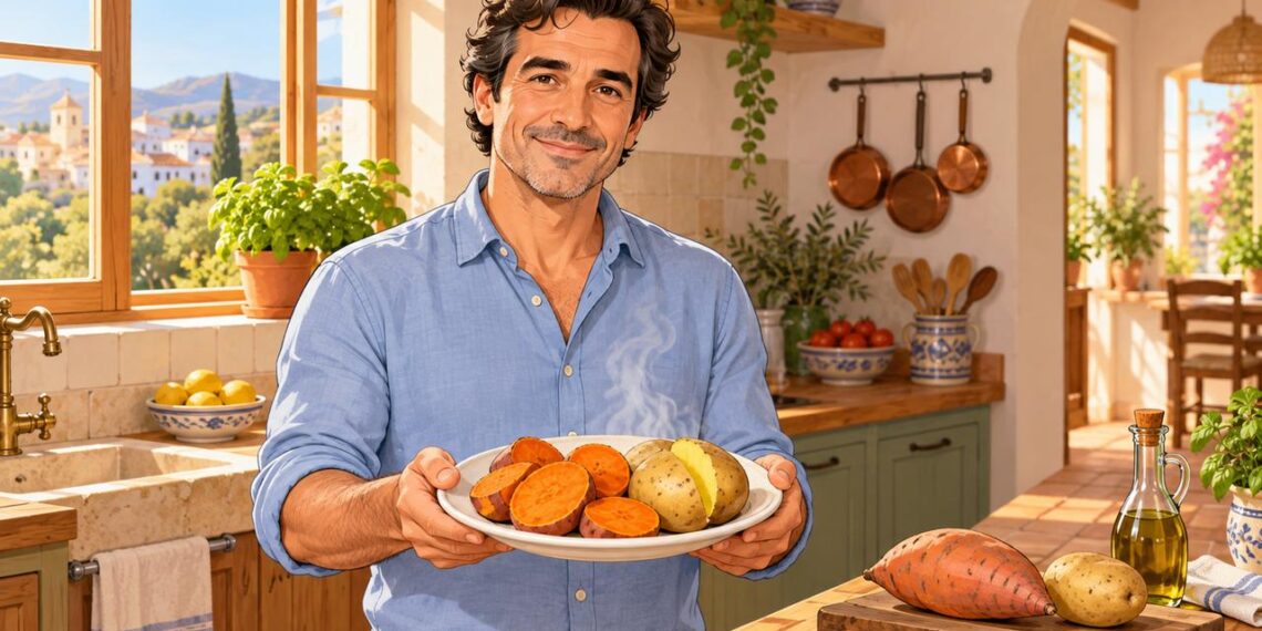 Boniato y patata cocinados con piel pueden convivir en un plato equilibrado para cuidar la glucosa.