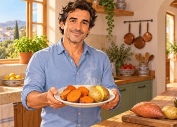 Boniato y patata cocinados con piel pueden convivir en un plato equilibrado para cuidar la glucosa.