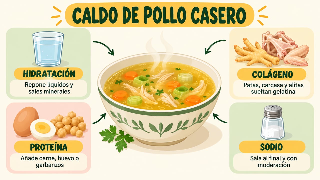 Hidratación, colágeno, proteína y sodio: los cuatro pilares para sacar partido al caldo casero.