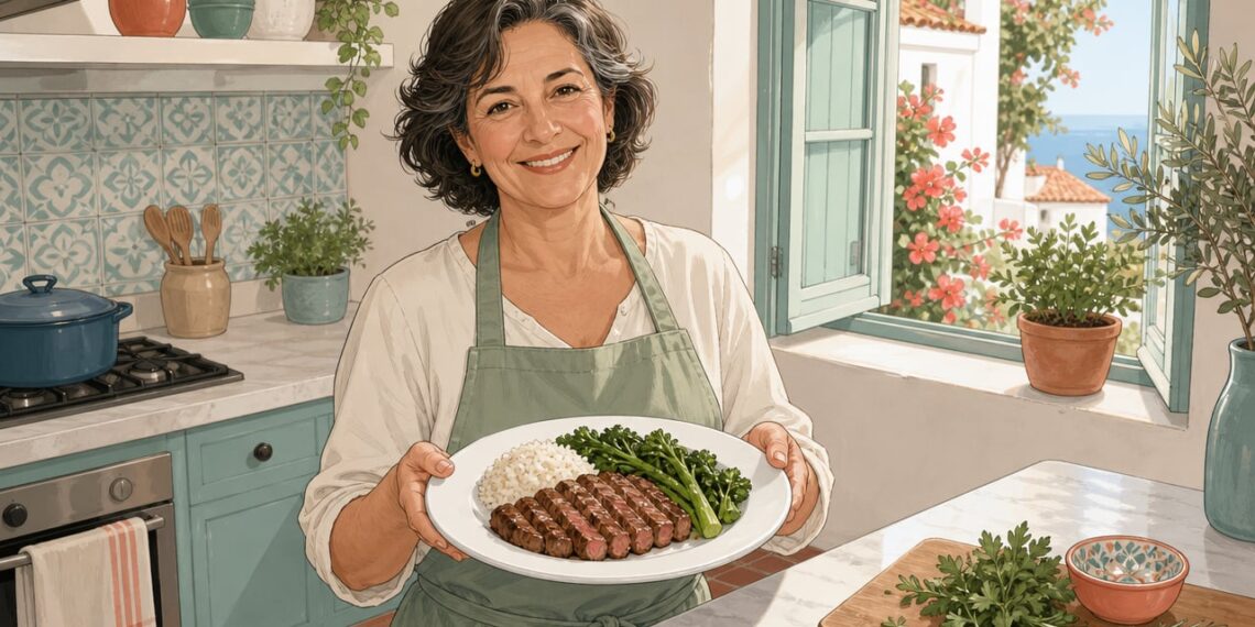 Un plato completo con carne a la plancha y verdura ayuda a cuidar los riñones.