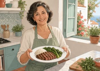Un plato completo con carne a la plancha y verdura ayuda a cuidar los riñones.