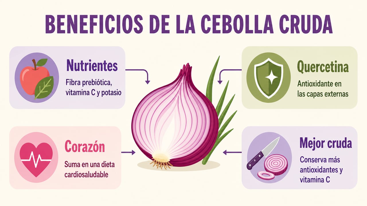 Nutrientes, quercetina, salud del corazón y consumo en crudo: los cuatro puntos clave de la cebolla.
