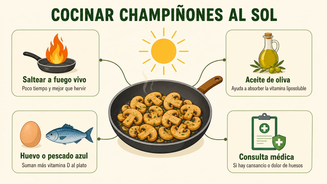 Saltear, usar aceite de oliva, combinar con huevo o pescado y consultar al médico.