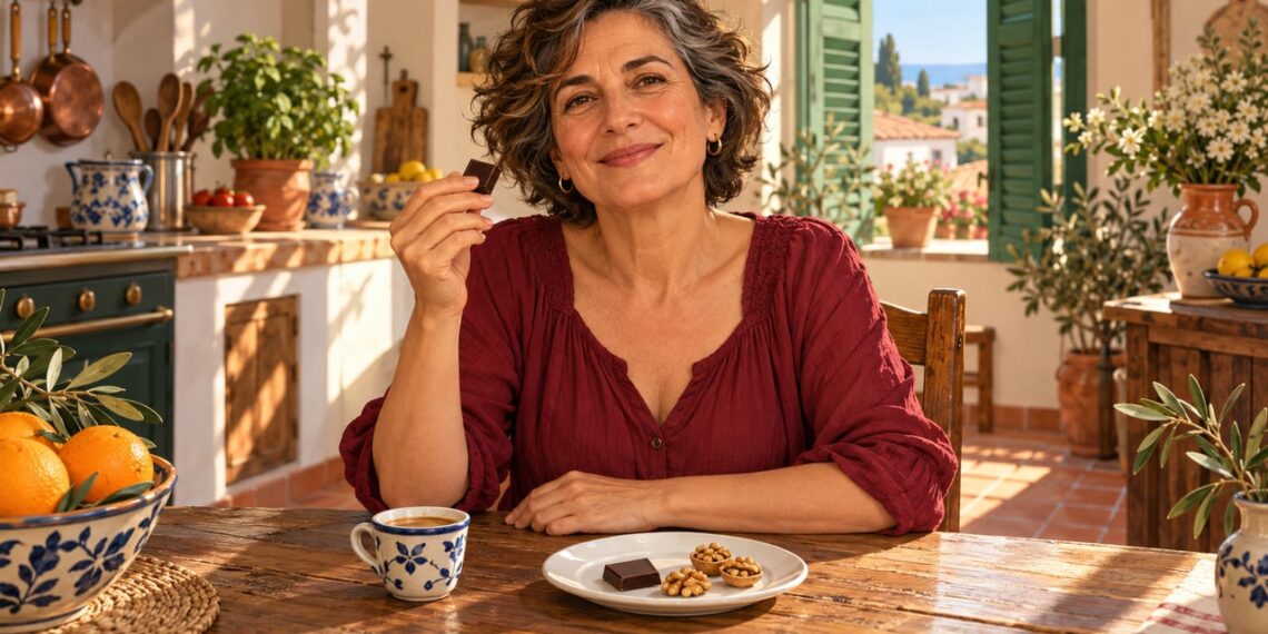 Una onza de chocolate negro al día, bien elegida, puede sumar flavanoles a una dieta cardiosaludable.